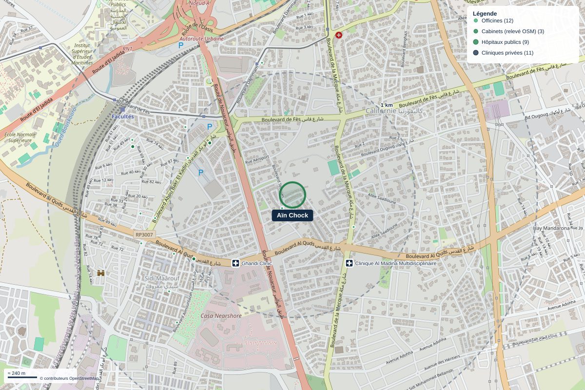 Carte du quartier Aïn Chock