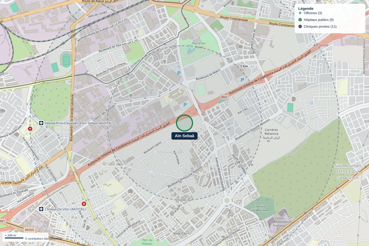 Carte du quartier Aïn Sebaâ