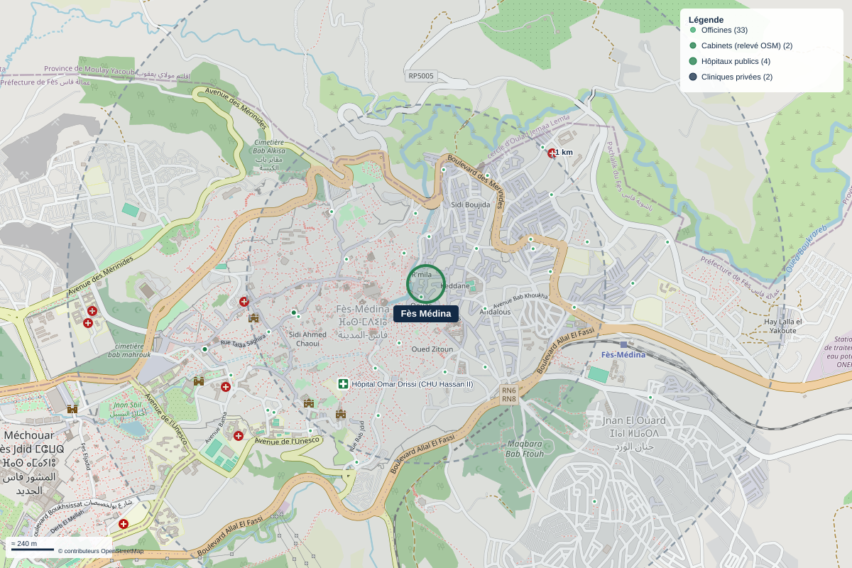 Carte du quartier Fès Médina