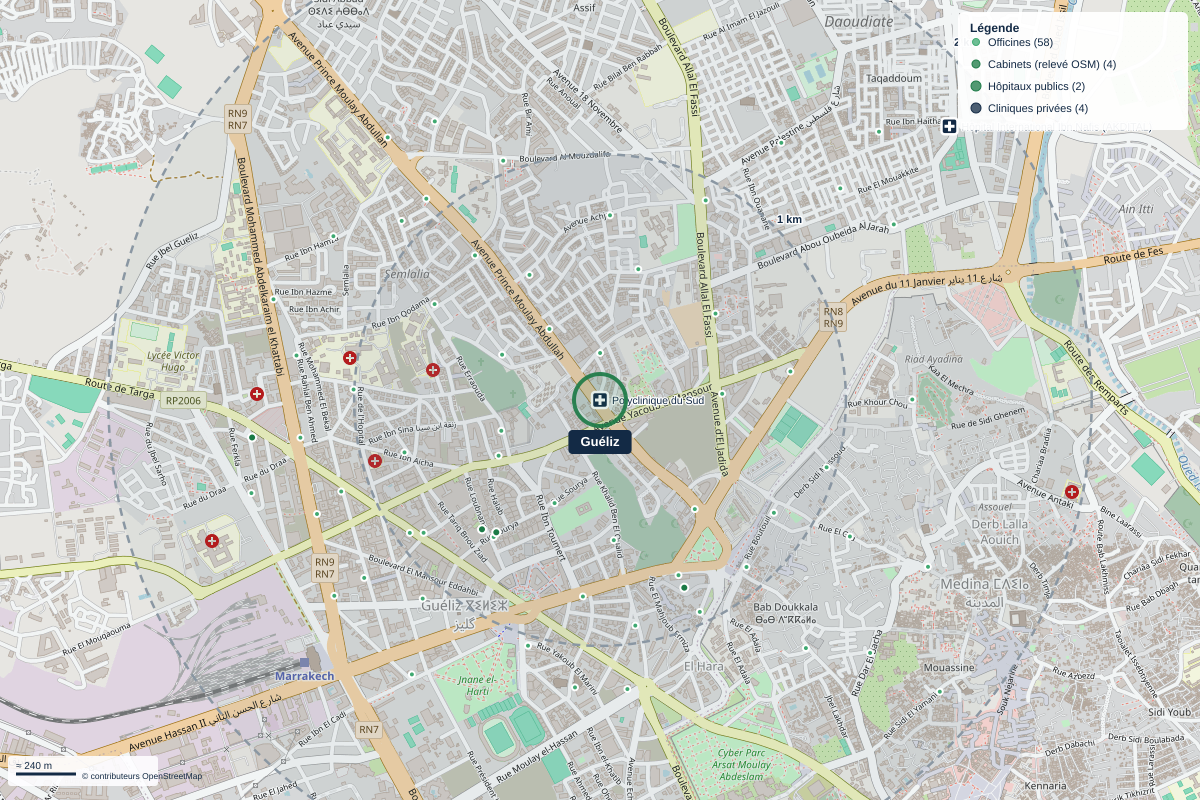 Carte du quartier Guéliz
